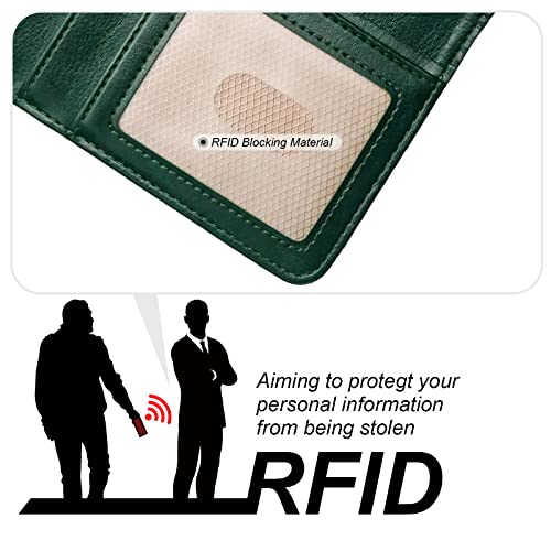 Bocasal Detachable Wallet Case Card Holder for iPhone 16, Green | RFID Blocking Kickstand Card Slots Holder PU Leather Magnetic Shockproof Wrist Strap Removable Flip Protective Cover 6.1 inch - color: Green