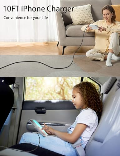 2Pack MFi Certified 10ft USB-C to Lightning Cable for iPhone 14/13/12, iPad - size: 10FT