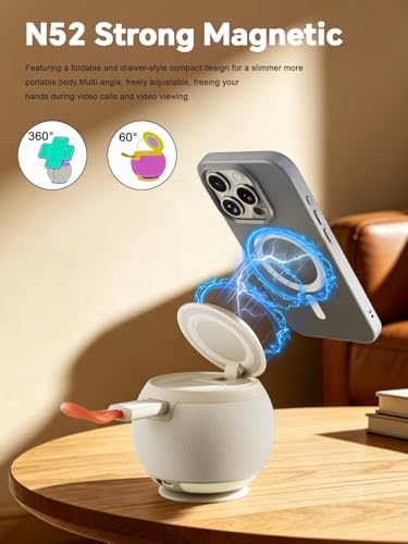 Bluetooth Speaker with Wireless Charging Stand, Brown - color: Brown