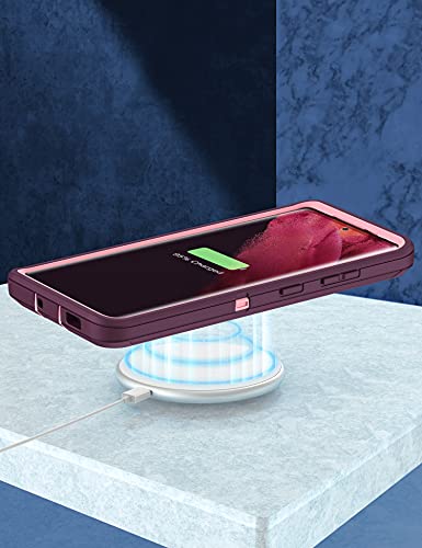 MXX Case Compatible with Galaxy S21 Ultra Case, 3-Layer Super Full Heavy Duty Body Bumper Cover/Shock Protection/Dust Proof, Designed for Samsung Galaxy S21 Ultra 5G 6.8 Inch 2021 (Plum) - color: Plum