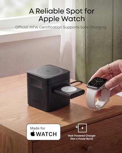 Anker 3-in-1 Cube MagSafe Compatible Qi2 15W Foldable Charging Station - color: Anker Black