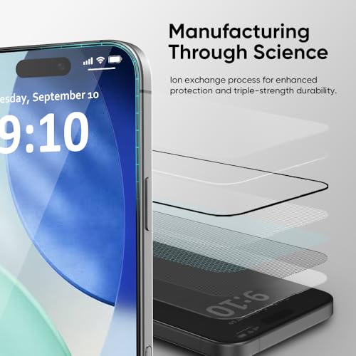 FLOLAB NanoArmour ONETIME 2 Pack for iPhone 17 Pro Screen Protector, Tempered Glass, Ultra Clear, InfinityEdge-to-Edge, Easy Install, Dust-Free, Reinforced Edge - size: 17 Pro