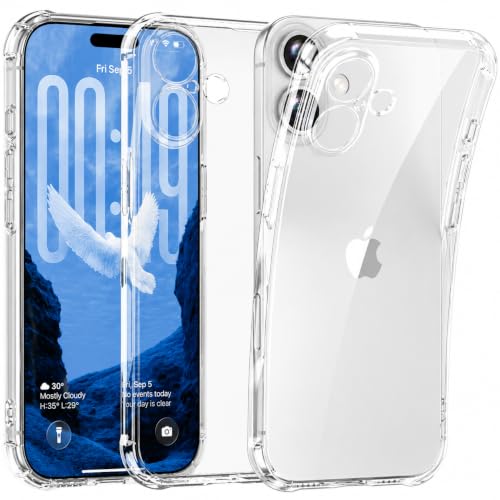 Soft TPU Clear Case for iPhone 17 case 6.3 inch | Not-Yellowing，Military Drop Protection，Shockproof Transparent Silicone Case, Ultra Slim & Thin，Camera Protection，Clear - size: for iPhone 17