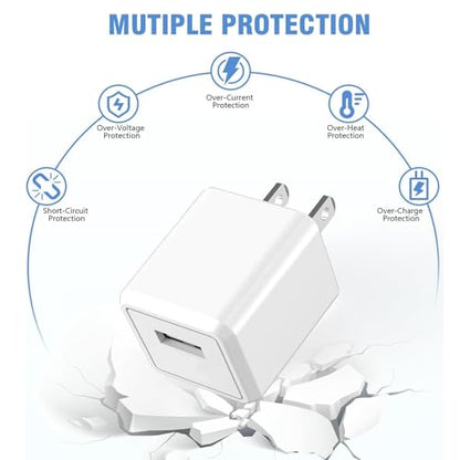iPhone Charger,2Pack 6FT USB Wall Charger Fast Charging USB Cable Charging Cube Travel Plug Block with 6Foot Fast Cuble Lightning Cable Cord for iPhone 14 13 12 11 Pro Max XS XR X 8 7 SE2022 iPad - size: 6FT A-L