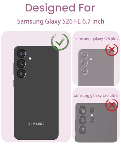 Crystal Clear Flower Pattern Case for Samsung Galaxy S26 FE-Purple | Girl Women Slim Soft TPU + Hard PC Military Grade Protective Phone Cover WithTempered Glass Screen Protector for S26 FE - color: S26 FE-Purple