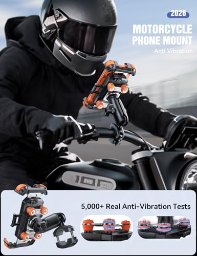 JOYROOM Motorcycle Phone Mount Holder with Dual Vibration Dampener - color: Orange