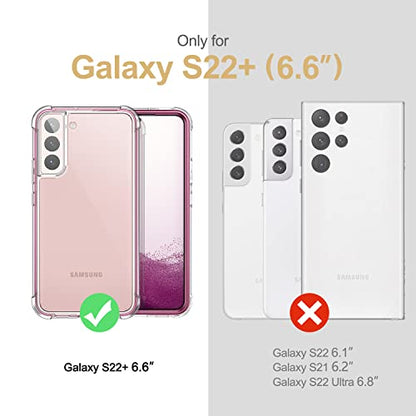 SURITCH for Samsung Galaxy S22+ Plus Clear Case 6.6" (Only), [Built-in Screen Protector] Full Body Protective Hard Shell+Soft TPU Phone Case for Samsung S22 Plus -(Dark Magenta Edge) - color: Dark Magenta Edge