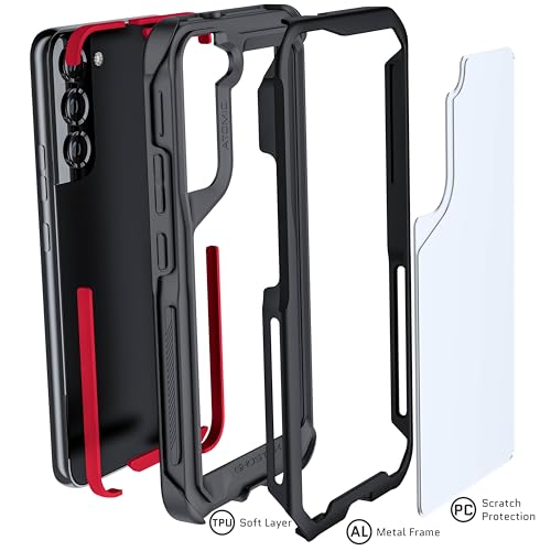 Ghostek ATOMIC slim S22+ Plus Case with Crystal Clear Back and Aluminum Metal Bumper Heavy Duty Protection Wireless Charging Compatible Designed for 2022 Samsung Galaxy S22+ Plus 5G (6.6 Inch) (Black) - color: Black, size: Galaxy S22 Plus