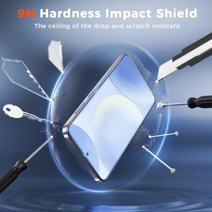 Fotbor [3+3 Pack Anti Blue Light Screen Protector for Samsung Galaxy S24 with 3 Pack Camera Lens Protector, [Alignment Frame] 9H Hardness, Easy Install, Ultrasonic Fingerprint Compatible - size: Samsung Galaxy S24 - 6.2 inch