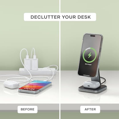 Satechi 2-in-1 Qi2 Wireless Charger, 15W Magnetic Charging - size: 2 in 1