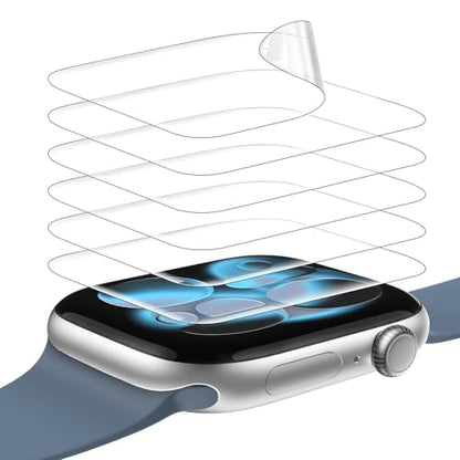 JULK 6-Pack for Apple Watch Series 11 Screen Protector 46mm, Flexible Film Non-Bubbles Soft TPU Face Screen Protector for iWatch 11(2025)/10 46mm, Touch Sensitive, HD Transparent