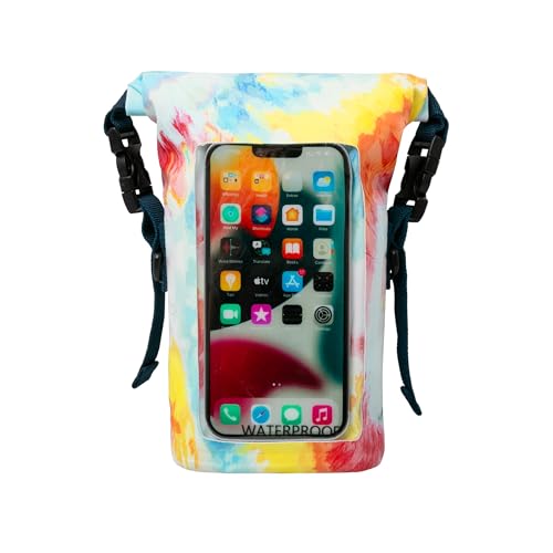geckobrands Waterproof Phone Tote with 2L Dry Bag and Adjustable Strap – Protect Your Phone and Valuables While on The Go - color: Summer Tie Dye
