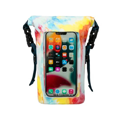 geckobrands Waterproof Phone Tote with 2L Dry Bag and Adjustable Strap – Protect Your Phone and Valuables While on The Go - color: Summer Tie Dye