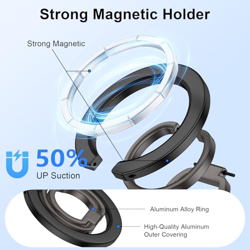 Magnetic Phone Ring Holder for iPhone 17 Pro Max Air 16e 16 15 14 Pro Max - color: black