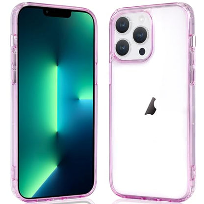 JJGoo Compatiable with iPhone 13 Pro max Case Clear, Transparent Shockproof Phone Case, Slim Anti-Scratch Hard PC Back Protective Cover Bumper, Transparent Pink - color: Transparent Pink