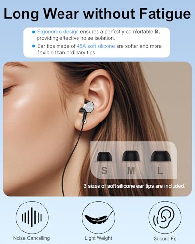 Wired Earbuds Lightning Connector for iPhone 14/13, in-Ear Wired Headphones - color: Black
