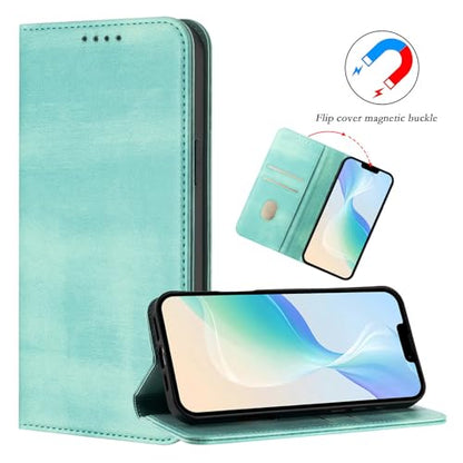 Leather Wallet Case Compatible with Galaxy A10E with RFID Blocking, Bumper Phone Cover Credit Card Slots Case Protective Shockproof Magnetic Case Wallet Compatible with Samsung Galaxy A20E/A10E - color: Mint green