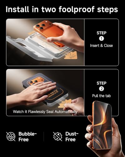 SMARTDEVIL 3 Pack Tempered Glass for iPhone 17 Pro Max Screen Protector | Accessory Glass by Corning™,SGS Military-Grade Shatterproof,HD Clear,SmartPull Bubble-Free Install,Case Friendly - size: iPhone 17 Pro Max 6.9 inches