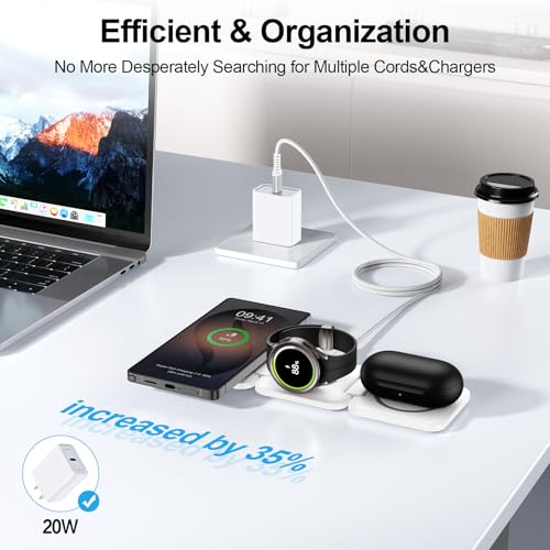 Wireless Charger Samsung, 3 in 1 Travel Charging Station Fast Charging Pad - color: White