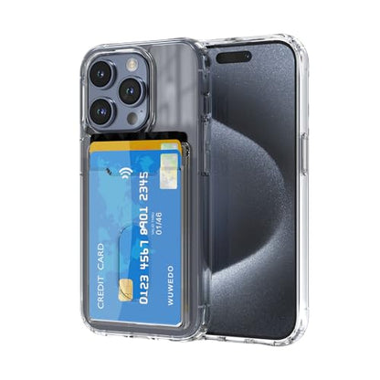 for iPhone 15 Pro Clear Wallet Case with RFID Blocking Card, Holds 1-2 Credit Cards, Hybrid Protective Case with Card Holder, TPU + PC, Anti-Yellowing, 6.1" 2023 - color: RFID BC Clear, size: iPhone 15 Pro