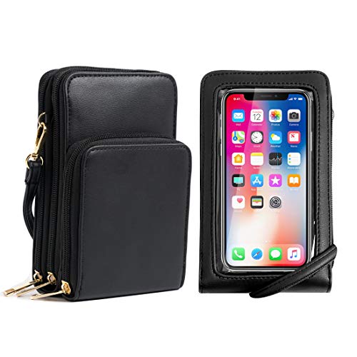 Crossbody Cellphone Purse Women Touch Screen Bag RFID Blocking Wallet Handbag Shoulder Strap - color: Black-small, size: Small