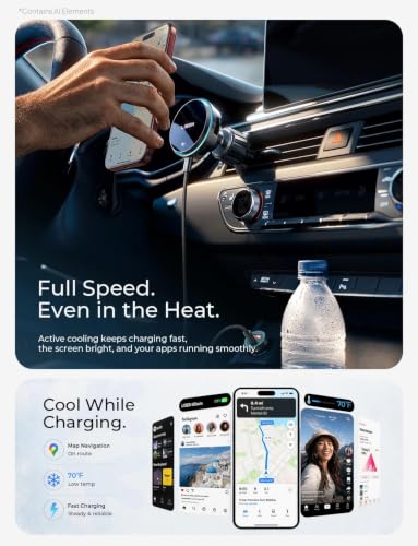 LISEN for iPhone 18 Pro Max Car Charger Mount Holder for Qi2.2 25W Cooling