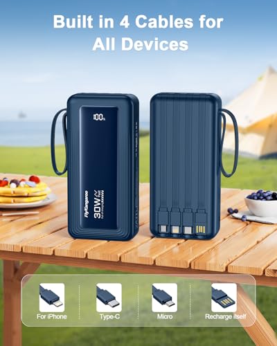 Portable Charger 27000mAh 30W Fast Charging Power Bank - color: Dark Blue, size: 27000Mah