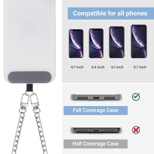 Canlierr 2 Pack Phone Chain Crossbody, with Tether Tab, Silvery - color: Silver