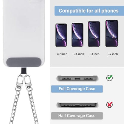 Canlierr 2 Pack Phone Chain Crossbody, with Tether Tab, Silvery - color: Silver