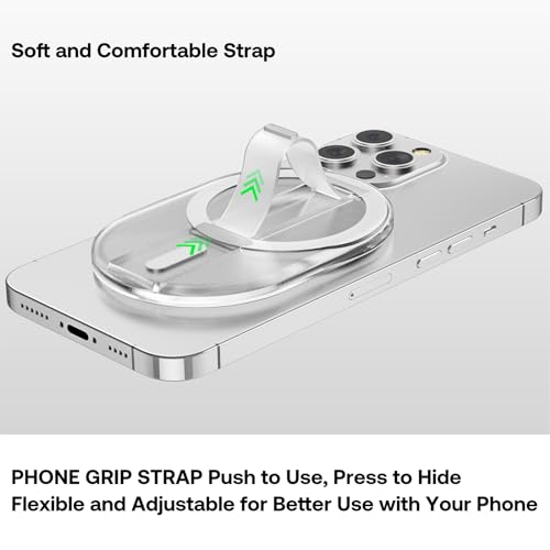 Magnetic Finger Phone Grip for MagSafe Stand, Phone Grip Strap Holder,Clear