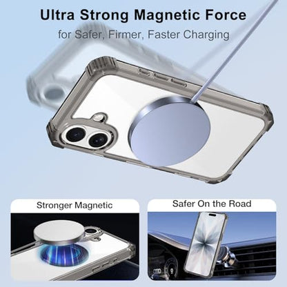 Clear Case for iPhone 17 Case with Stand Compatible with MagSafe | Military Grade Heavy Duty Cover with 360 Rotatable Ring Kickstand -260417 - color: Clear Black, size: iPhone 17