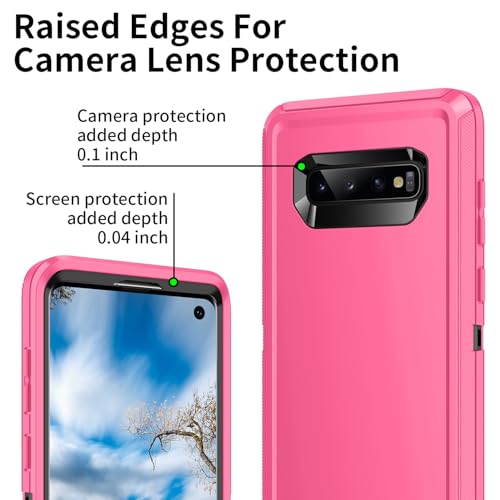 for Galaxy S10 Case,[Without Screen Protector] Heavy Duty Shockproof Dust/Drop Poof 3 Layers Full Bady Protection Rugged Cover for Galaxy S10,Pink/Black - color: Pink/Black