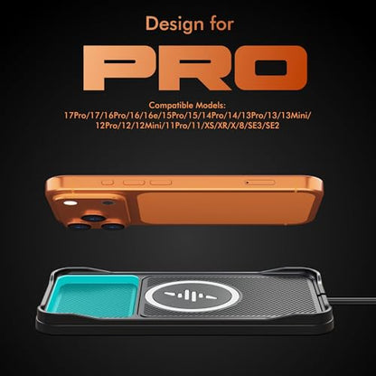 Wireless Car Charger,15w Fast Car Wireless Chargers Charging pad Non Slip Charger for Car Wireless Phone Charger for iPhone 17/16/15/14/13/12 Pro, SE3/SE2/XS/X/XR/8, 100cm Cable - color: Black-100cm Cable