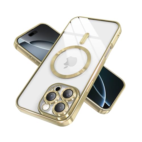 IAIYOXI Magnetic Clear Case for iPhone 11 with Full Camera Lens Protection,Compatible with MagSafe,Plating Soft TPU Phone Case,Anti-Scratch Shockproof Slim Cover for Women Gilrs Men - Gold - color: Gold, size: iPhone 11