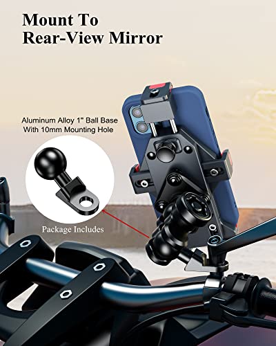 BRCOVAN Anti-Theft Aluminum Alloy Motorcycle Phone Mount Holder - color: BLACK