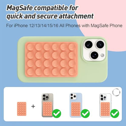 Magnetic Suction Phone Mount for MagSafe Case,Silicone Sticky (Orange) - color: Orange