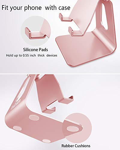 CreaDream Aluminum Cell Phone Stand, Adjustable Phone Holder for Desk - color: Rose Gold