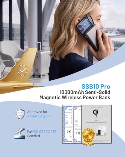Tmtopebo Qi2 Certified Fast Wireless Charger 10000mAh Semi-Solid Power Bank