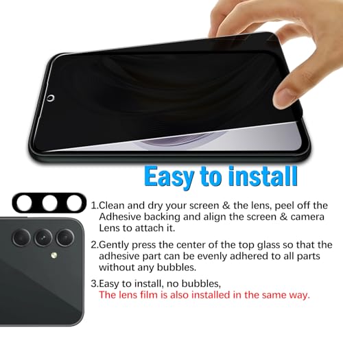 Slanku for Samsung Galaxy A54 5G Privacy Screen Protector Tempered Glass - color: Black