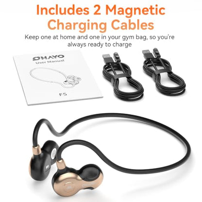 OHAYO Open Ear Headphones, Bluetooth 6.0 Air Conduction Sports Earbuds, 19g - color: Black/Gold