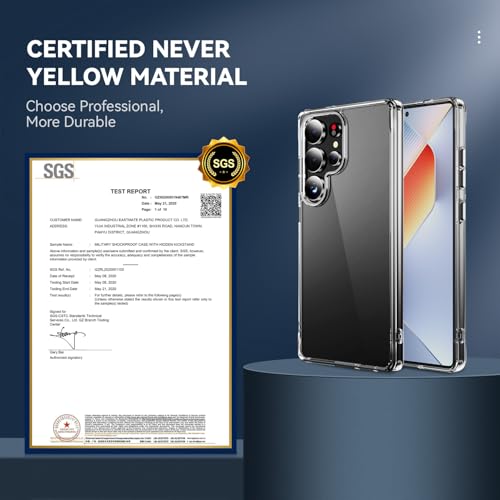 DEERLAMN Clear Case for Samsung Galaxy S25 Ultra, Military Grade Drop Protection Anti-Scratch Transparent Ultra Slim Non-Yellowing Shockproof Protective Phone Cover - size: Samsung Galaxy S25 Ultra