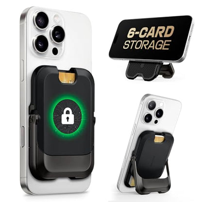 SUPCASE for MagSafe Wallet with Stand, Hold 6 Cards, Carbon Black - color: Carbon Black