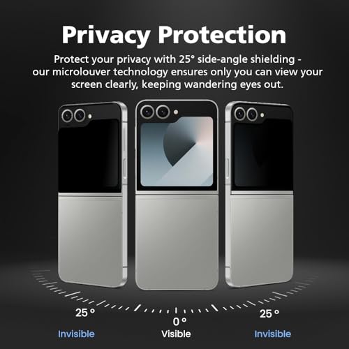 2 PACK Front Privacy Screen Protector Compatible with Samsung Galaxy Z Flip 7 FE [25° Anti Spy] EPU+PET Film, Self-Healing, Easy Installation, Case Friendly, 3H Hardness - size: Galaxy Z Flip 7 FE