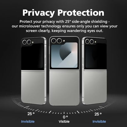 2 PACK Front Privacy Screen Protector Compatible with Samsung Galaxy Z Flip 7 FE [25° Anti Spy] EPU+PET Film, Self-Healing, Easy Installation, Case Friendly, 3H Hardness - size: Galaxy Z Flip 7 FE