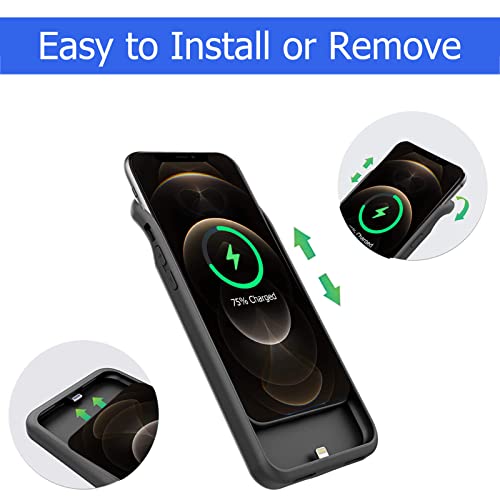 Battery Case for iPhone 12/12 Pro, [10000mAh] Enhanced Portable Protective Qi Wireless Charger Case Battery Pack with CarPlay Wireless Charging Case Compatible for iPhone 12/12 Pro (6.1 inch)-Black - size: iPhone 12/12 Pro