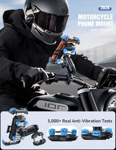 JOYROOM Motorcycle Phone Mount Holder with Dual Vibration Dampener - color: Blue