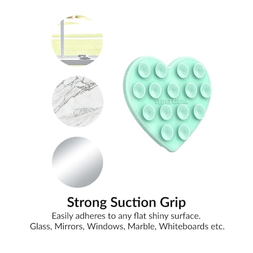 Velvet Caviar Suction Cup Phone Case Mount Compatible with MagSafe Devices Only - Magnetic Silicone Sticky Phone Grip Holder for iPhone Back of Phone - Mirror Gripper (Mint Jelly Heart) - color: Mint Jelly Heart