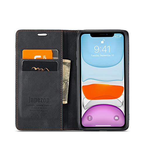 japezop Compatible with iPhone 11 Case,iPhone 11 Case Wallet with[RFID Blocking] Card Holder Kickstand, Leather Flip Wallet Case for iPhone 11 6.1 inch(Black) - color: Black, size: iPhone 11 6.1 Inch