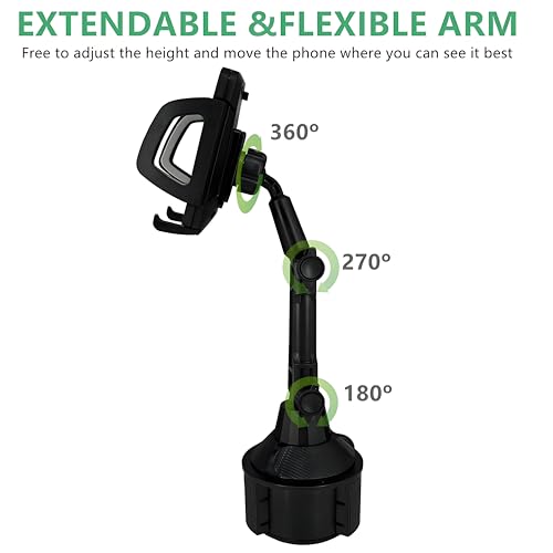 Upgraded Version Golf cart Cup Phone Holder, Universal Adjustable Long Neck Golf Car Phone Mount Cradle Friendly Compatible with iPhone Google and All 4.0-7.0 inches Smartphones, black