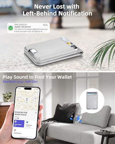 ExtreLife for Magsafe Wallet, Works with Apple Find My, 6 Cards Holder - color: Haze Gray